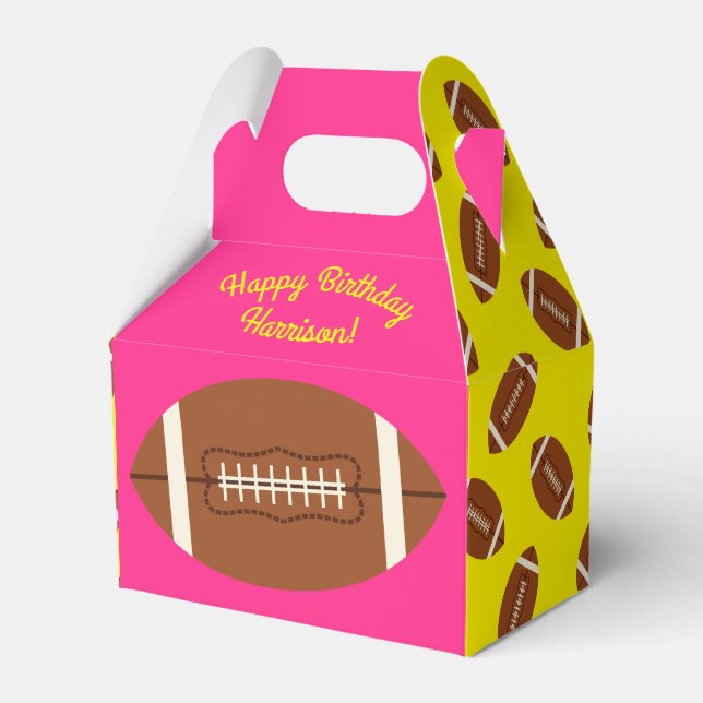 Football Sports Birthday Party Pink Favour Box (Front Side)