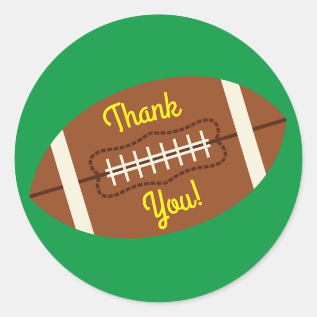 Football Sports Birthday Party Thank You Classic Round Sticker (Front)