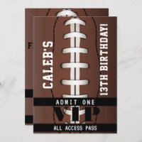 Football Sports Birthday Party VIP Pass Ticket