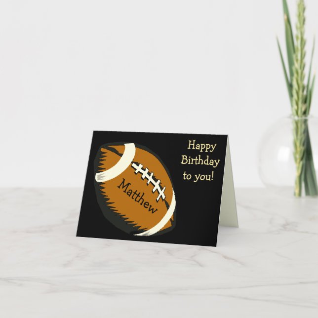 Football Sports Black and Brown Birthday Card (Front)