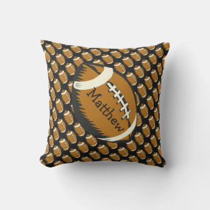 Football Sports Brown and Black Outdoor Pillow