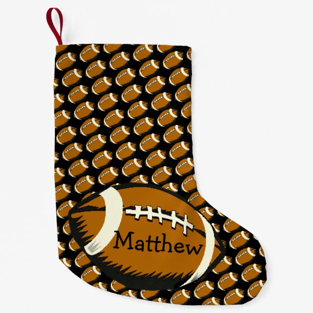 Football Sports Brown Small Christmas Stocking (Front)