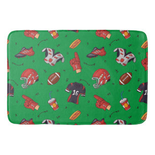 Football Sports Equipment, Food and Drink Bath Mat