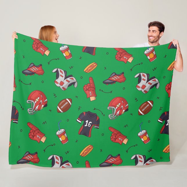 Football Sports Equipment, Food and Drink Fleece Blanket (In Situ)