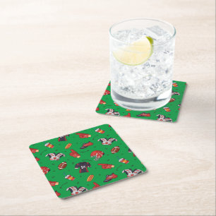 Football Sports Equipment, Food and Drink Square Paper Coaster