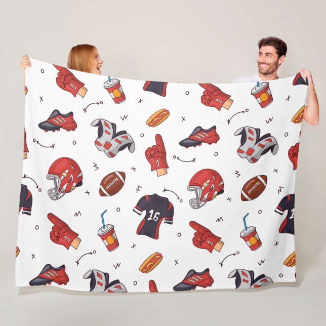 Football Sports Equipment with Food Pattern Fleece Blanket (In Situ)