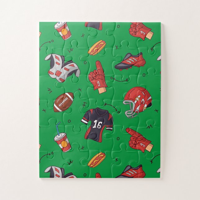 Football Sports Equipment with Food Pattern Jigsaw Puzzle (Vertical)