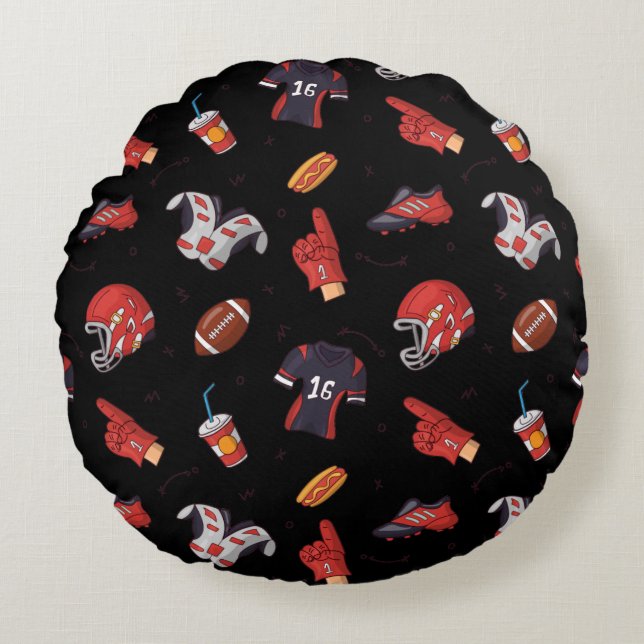 Football Sports Equipment with Food Pattern Round Cushion (Front)