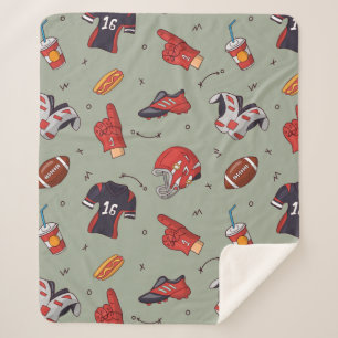 Football Sports Equipment with Food Pattern Sherpa Blanket