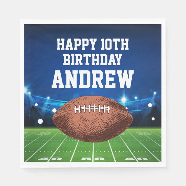 Football Sports Happy Birthday Napkins (Front)