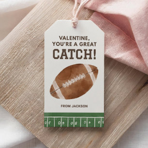 Football Sports Kids Valentines Day Gift Tags