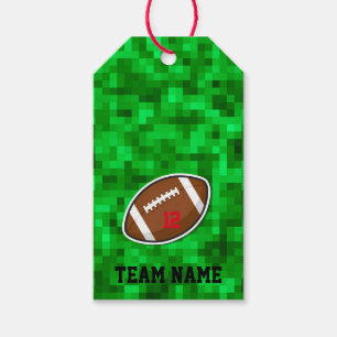Football Sports Number Team Pixilated Green Field  Gift Tags