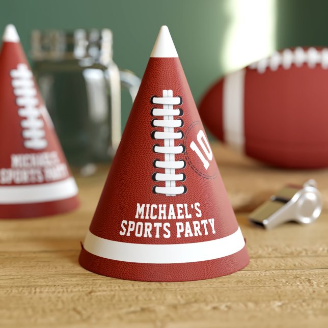 Football Sports Party Name and Age Kids Birthday Party Hat (Hup! Just add your name and number to this football sports party hat)