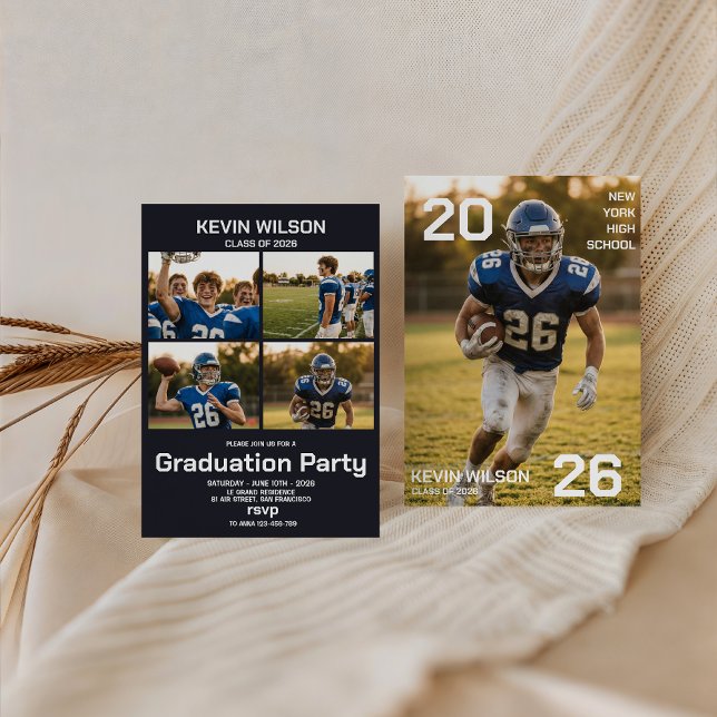 Football Sports Photo Graduation Invitation (Creator Uploaded)