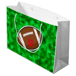 Football Sports Player NUMBER Green Field Large Gift Bag