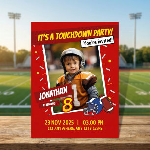 Football Sports Red Yellow birthday Invitation