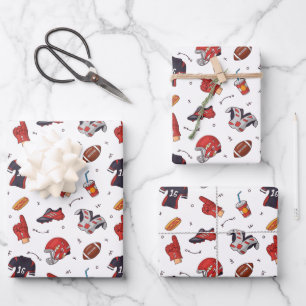 Football Sports Symbols Pattern Athletes  Wrapping Paper Sheet