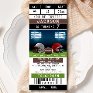 Football Sports Ticket Birthday Invitation
