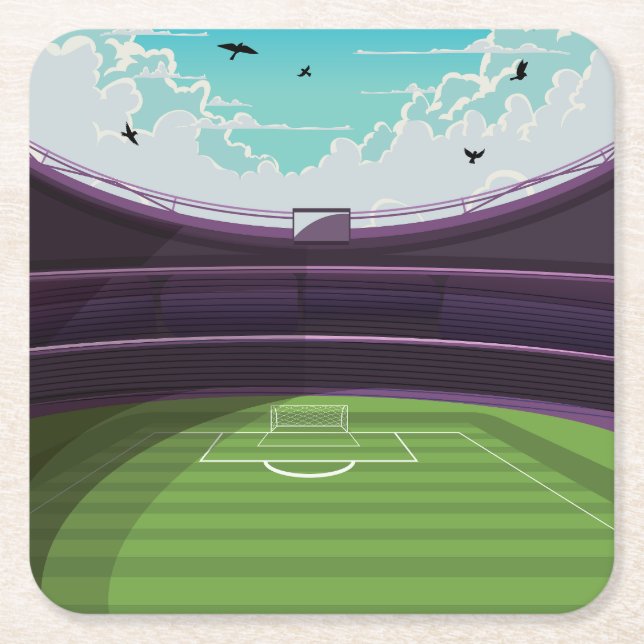 Football Stadium Square Paper Coaster (Front)