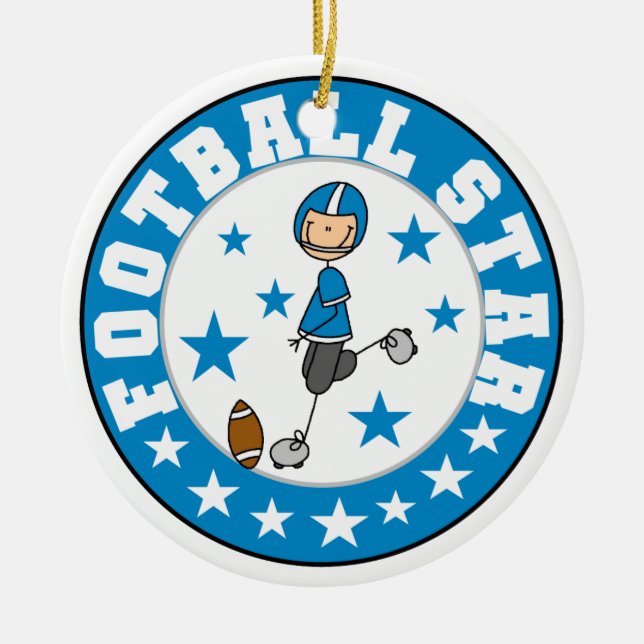 Football Star Ceramic Tree Decoration (Front)