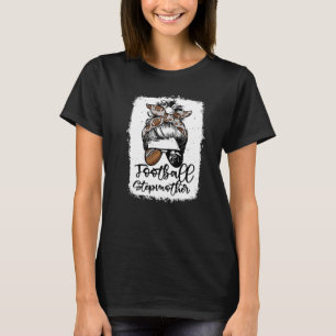 Football Stepmother Vintage Leopard Messy Bun Blea T-Shirt