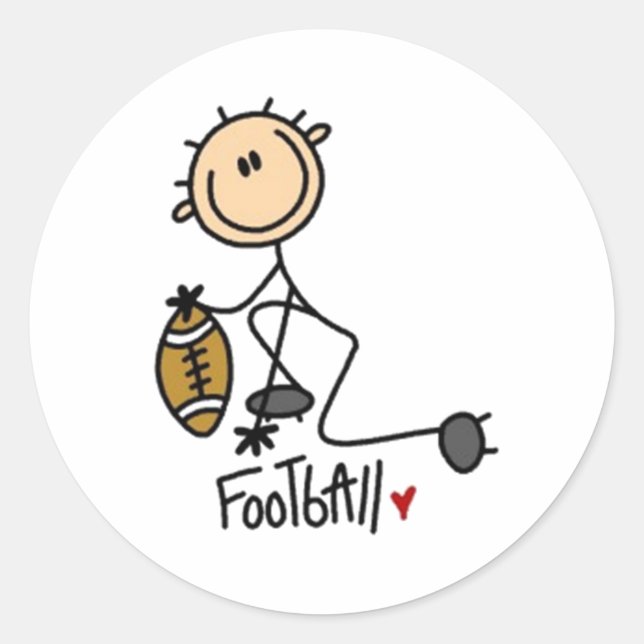 Football Stick Figure Classic Round Sticker (Front)