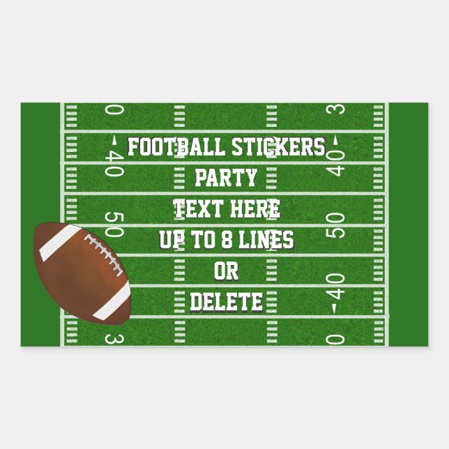 Football Stickers with Up to 8 Lines of YOUR TEXT (Front)