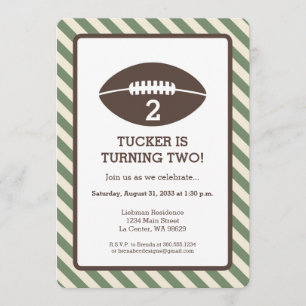 Football Stripped Birthday Party Invitation
