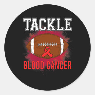 Football Tackle Blood Cancer Awareness Men Women R Classic Round Sticker