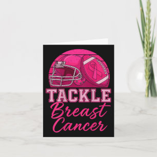 Football Tackle Breast Cancer Awareness Pink Ribbo Card