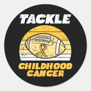 Football Tackle Childhood Cancer Awareness Ribbon Classic Round Sticker