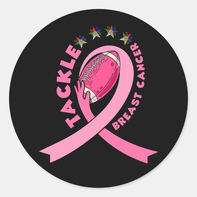 Football Tackle of Eastern Star Breast Cancer Awar Classic Round Sticker (Front)