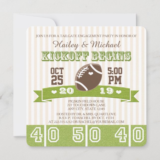 FOOTBALL TAILGATE ENGAGEMENT PARTY INVITATION (Front)