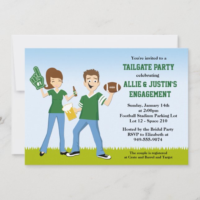 Football Tailgate Engagement Party Invitation (Front)