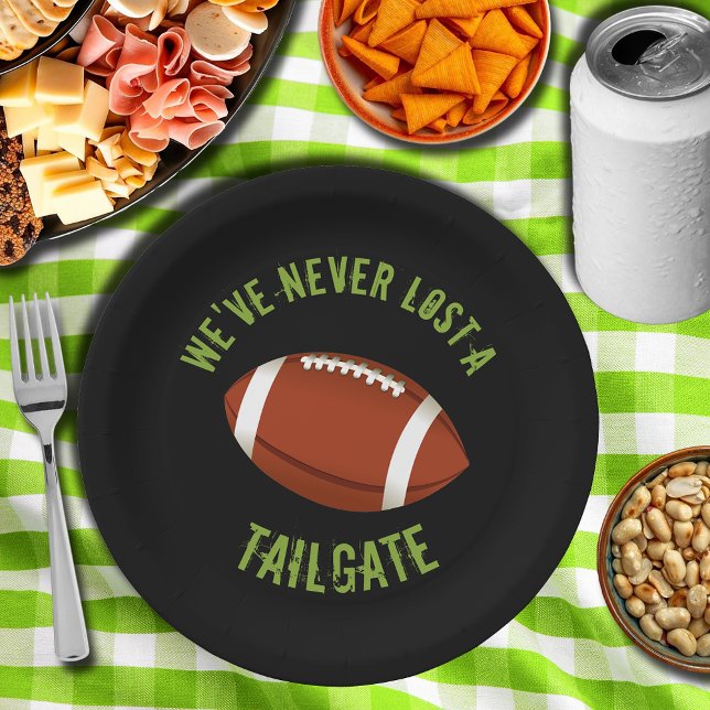 Football Tailgating Paper Plates (Football tailgating paper plates - green and black)