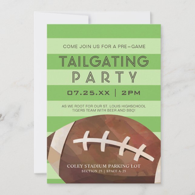 Football Tailgating Party Invitation (Front)