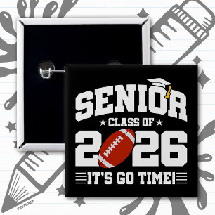 Football Team Class of 2026 Graduation Senior 2026 15 Cm Square Badge