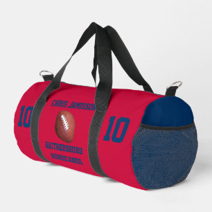 Football Team, Coach or Player Red and Navy Custom Duffle Bag