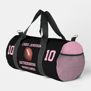 Football Team Coach Player Black Pink Personalise Duffle Bag