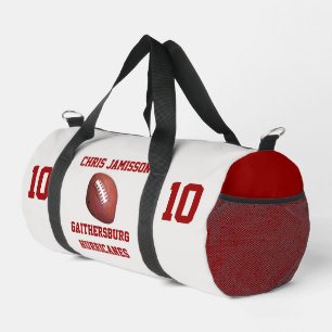 Football Team Coach Player White Red Personalized Duffle Bag