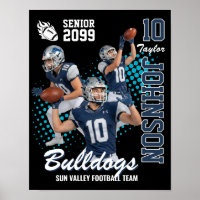 Football Team Custom Photo Senior Night Blue