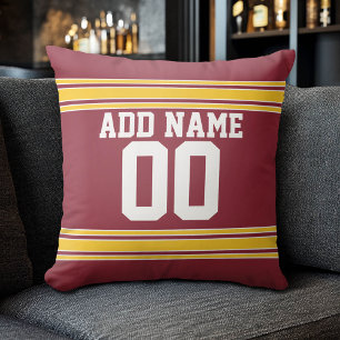 Football Team Jersey with Custom Name Number Cushion