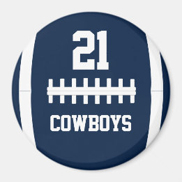 Football Team Name and Player Number Custom Colour Magnet