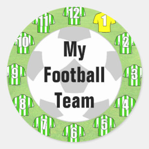 Football Team Stickers with Green & White Shirts