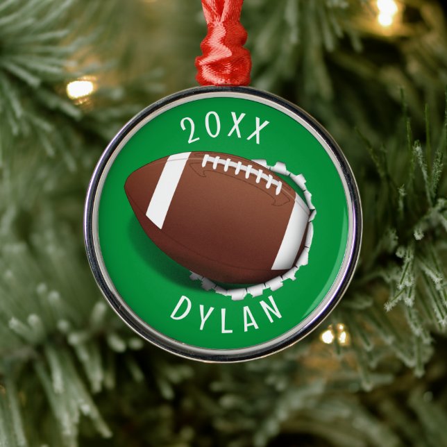 Football Tearing Out Christmas Metal Tree Decoration (Tree)