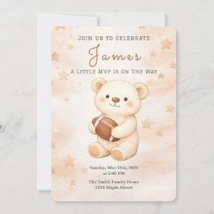 Football Teddy Bear Little MVP Baby Shower Invitation