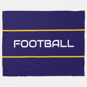 FOOTBALL Text Yellow Orange Navy Accent Stripes Fleece Blanket