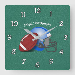 Football Textured Background photo personalise Square Wall Clock