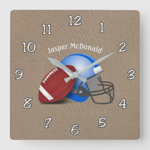 Football Textured Background photo personalise Square Wall Clock