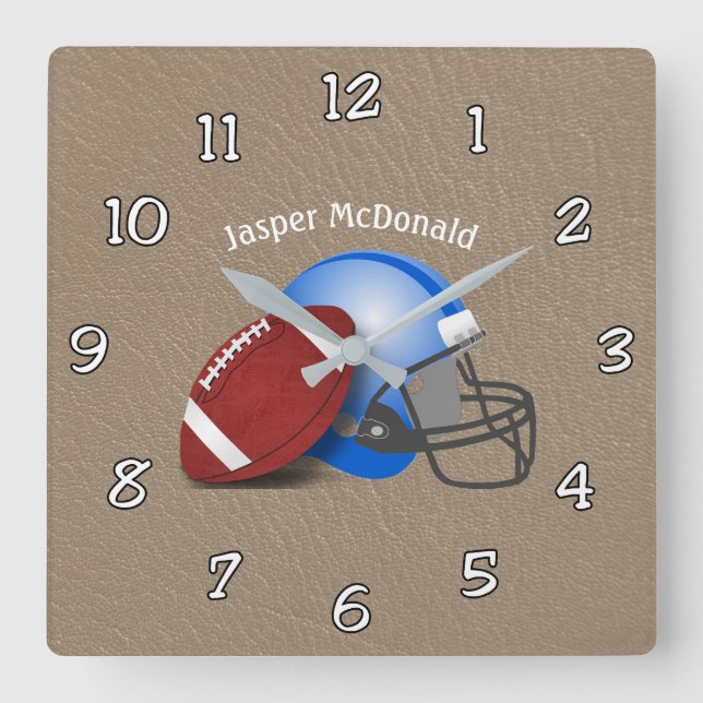 Football Textured Background photo personalise Square Wall Clock (Front)